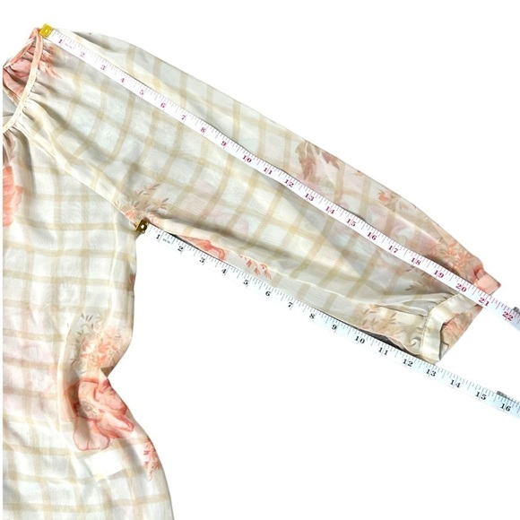 LC Lauren Conrad Cream Striped Floral Sheer Long Sleeve Top - Size Small - Picture 16 of 16